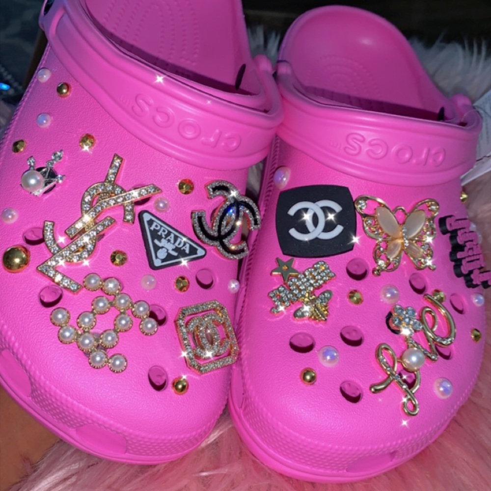 Sold‼️Pink size 8 custom crocs